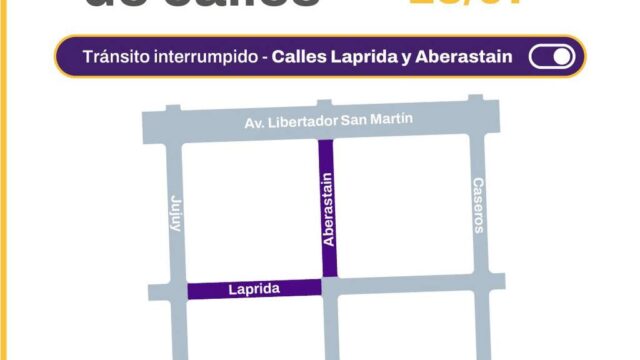 Cortan el tránsito en Laprida y Aberastain por el Plan 50 Cuadras