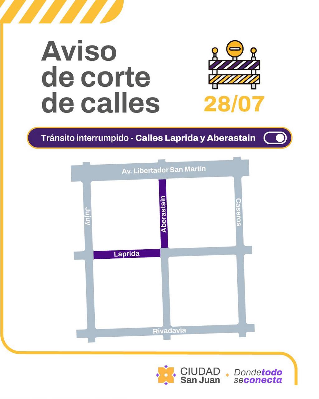 Cortan el tránsito en Laprida y Aberastain por el Plan 50 Cuadras