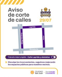 Cortan el tránsito en pleno centro sanjuanino por obras públicas