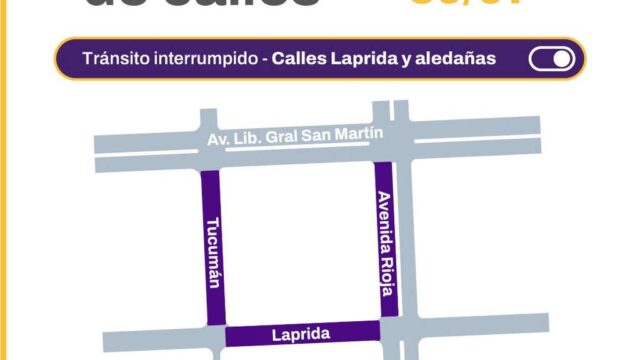 Cortan la calle Laprida por obras del Plan 50 Cuadras
