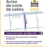 Cortan un tramo de Av. Rioja este martes por obras del Plan 50 Cuadras