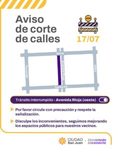 Cortan un tramo de Av. Rioja este viernes por el Plan 50 Cuadras