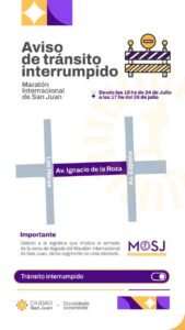 Cortan un tramo de Ignacio de la Roza por la Maratón Internacional de San Juan