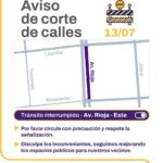 Corte de tránsito en Av. Rioja por trabajos en la Ciudad de San Juan