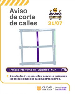 Corte de tránsito en varias calles céntricas de la Ciudad de San Juan