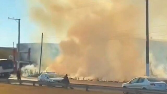 Incendio en un cañaveral cerca de Ruta 40 en Capital