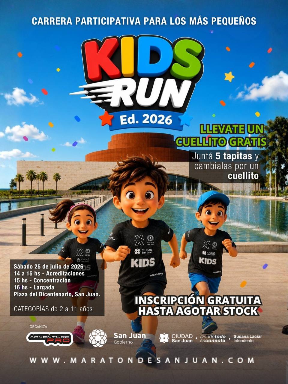 La Ciudad de San Juan organiza la Kids Run 2026 para el 25 de julio