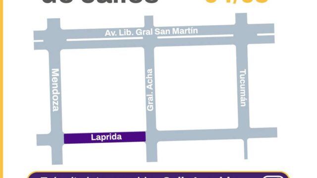 Cortan la calle Laprida por obras del Plan 50 Cuadras