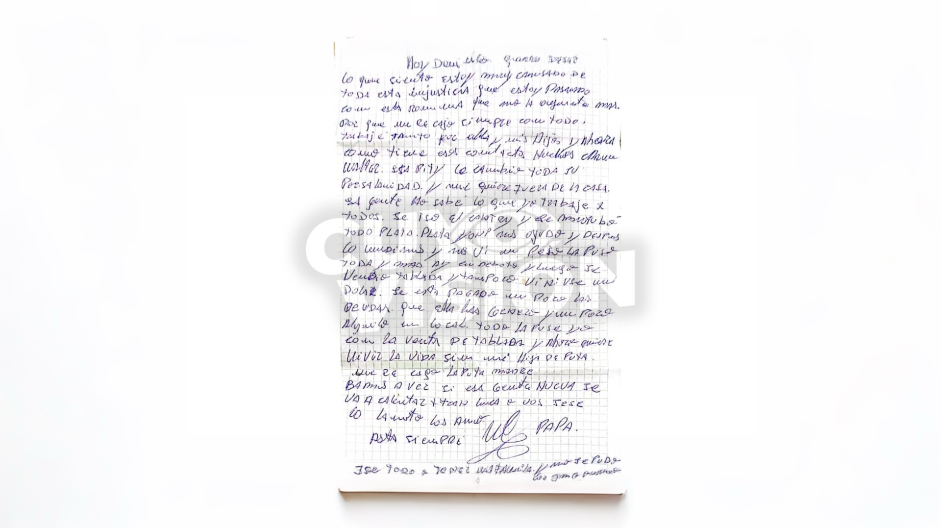“No la aguanto más, me quiere fuera de la casa”: la carta que dejó el acusado de femicidio en Villa Devoto