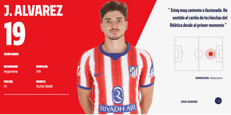 La nueva foto de Julián Álvarez en Atlético de Madrid desató memes entre los hinchas