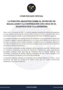 La Cancillería ratificó los tratados vigentes sobre la soberanía del Estrecho de Magallanes
