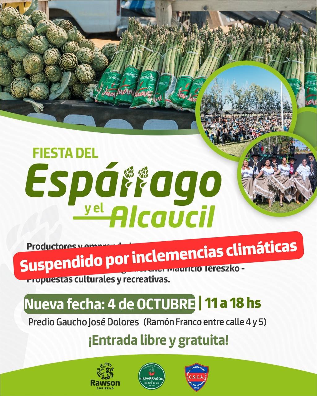 Fiesta del Espárrago y el Alcaucil se suspende por mal clima