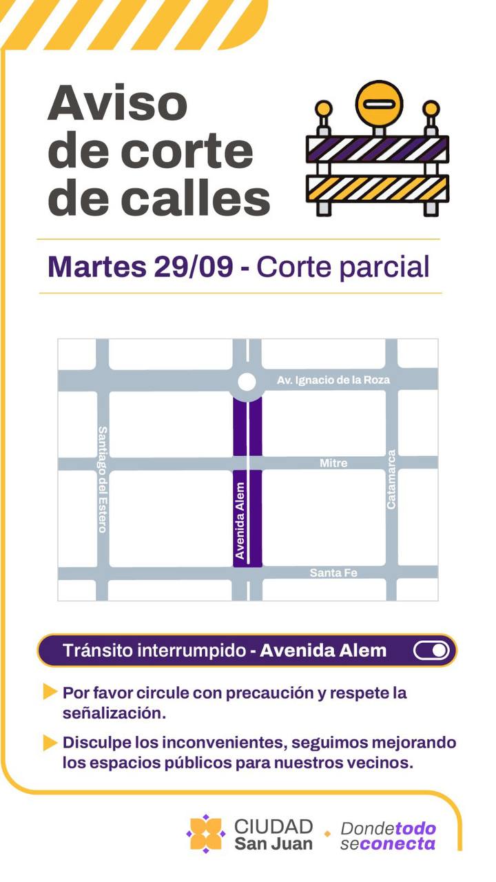 Obras en Alem continúan este martes