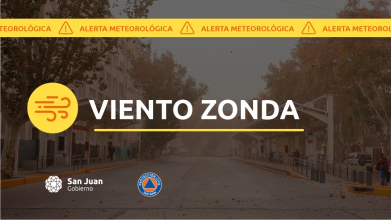 Viento zonda previsto para este miércoles en San Juan
