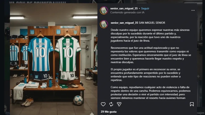 Agresión a un juez de línea suspendió un partido del fútbol Senior entre Racing y San Miguel