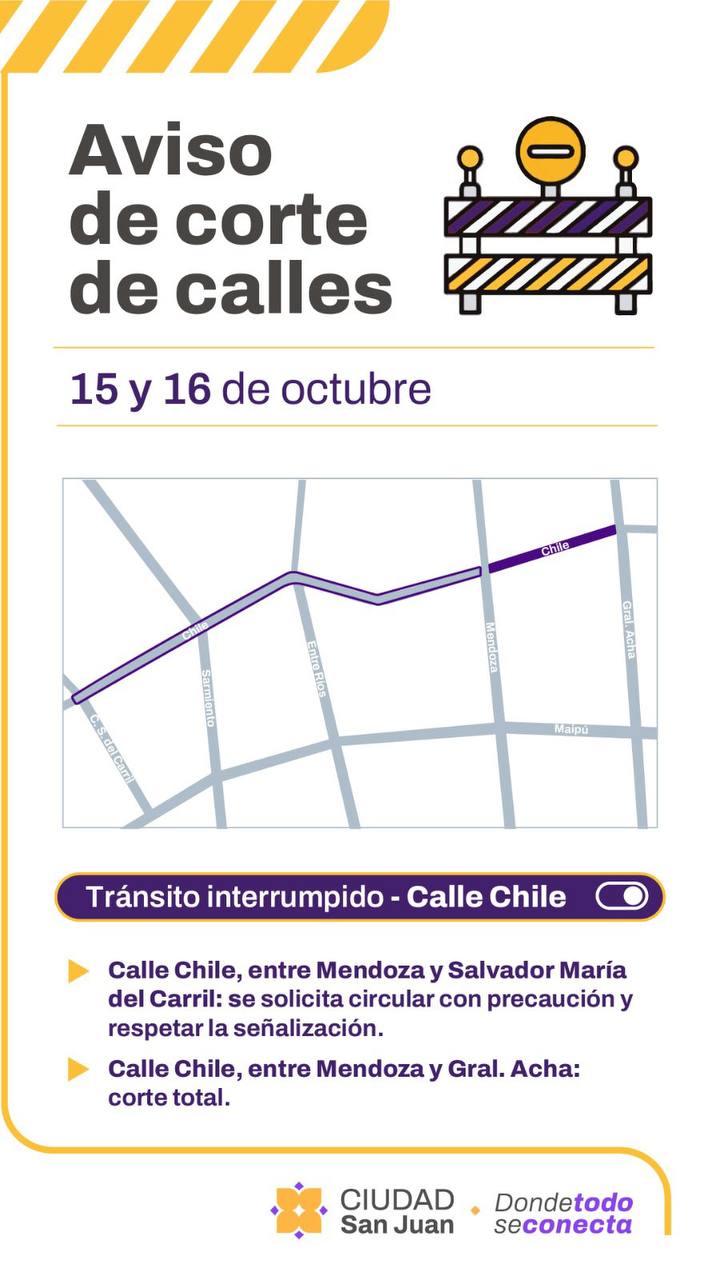 Cortes de tránsito en calle Chile por trabajos de repavimentación