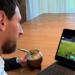 Messi sigue el partido de su nuevo club desde Rosario