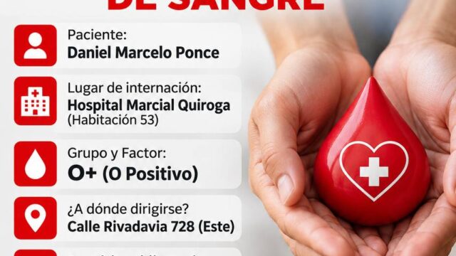 Se buscan donantes de sangre urgentemente en el Hospital Quiroga