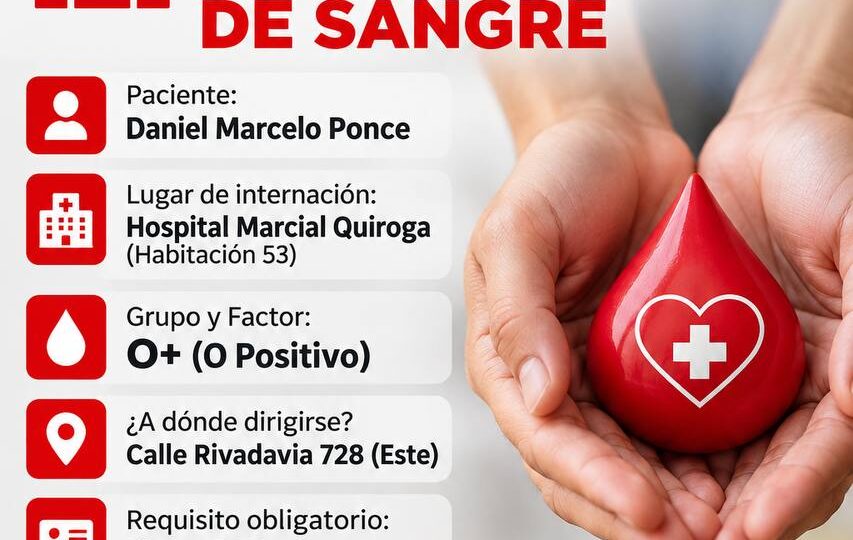 Se buscan donantes de sangre urgentemente en el Hospital Quiroga